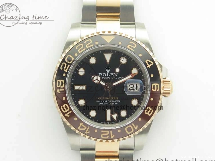 AAA Replica Watches Best Black Resilient BP RG GMT-Master RG Bezel Brown Black II on 126711CHNR SS Bracelet 3365 Dial Edition Ceramic SS 0118